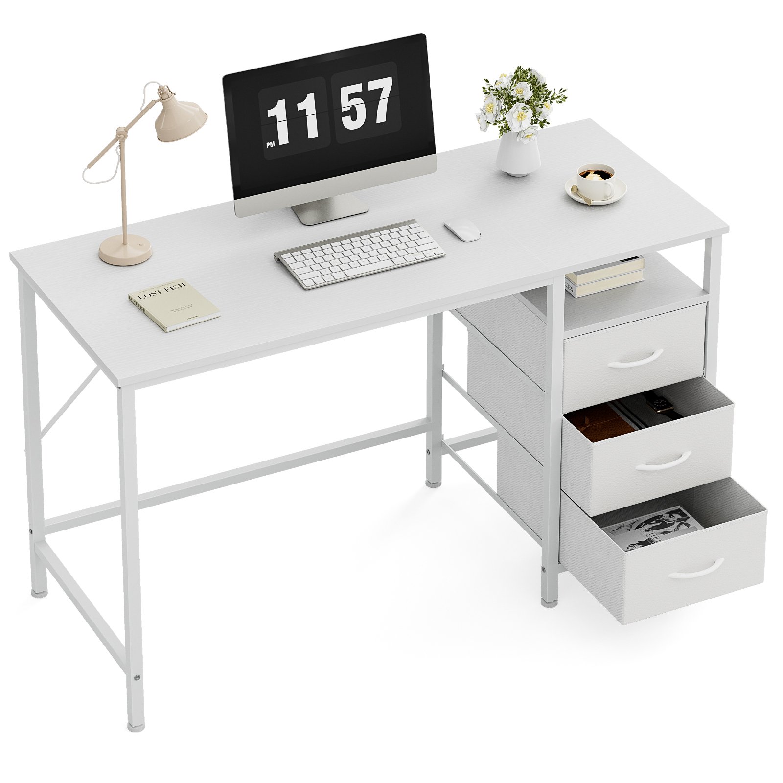 miazya home office computer desk with 3 drawers, modern simple gaming desk with metal frame splice board, ideal work and study 120cm miazya home office computer desk with 3 drawers, modern simple gaming desk with metal frame splice board, ideal work and study 120cm 
