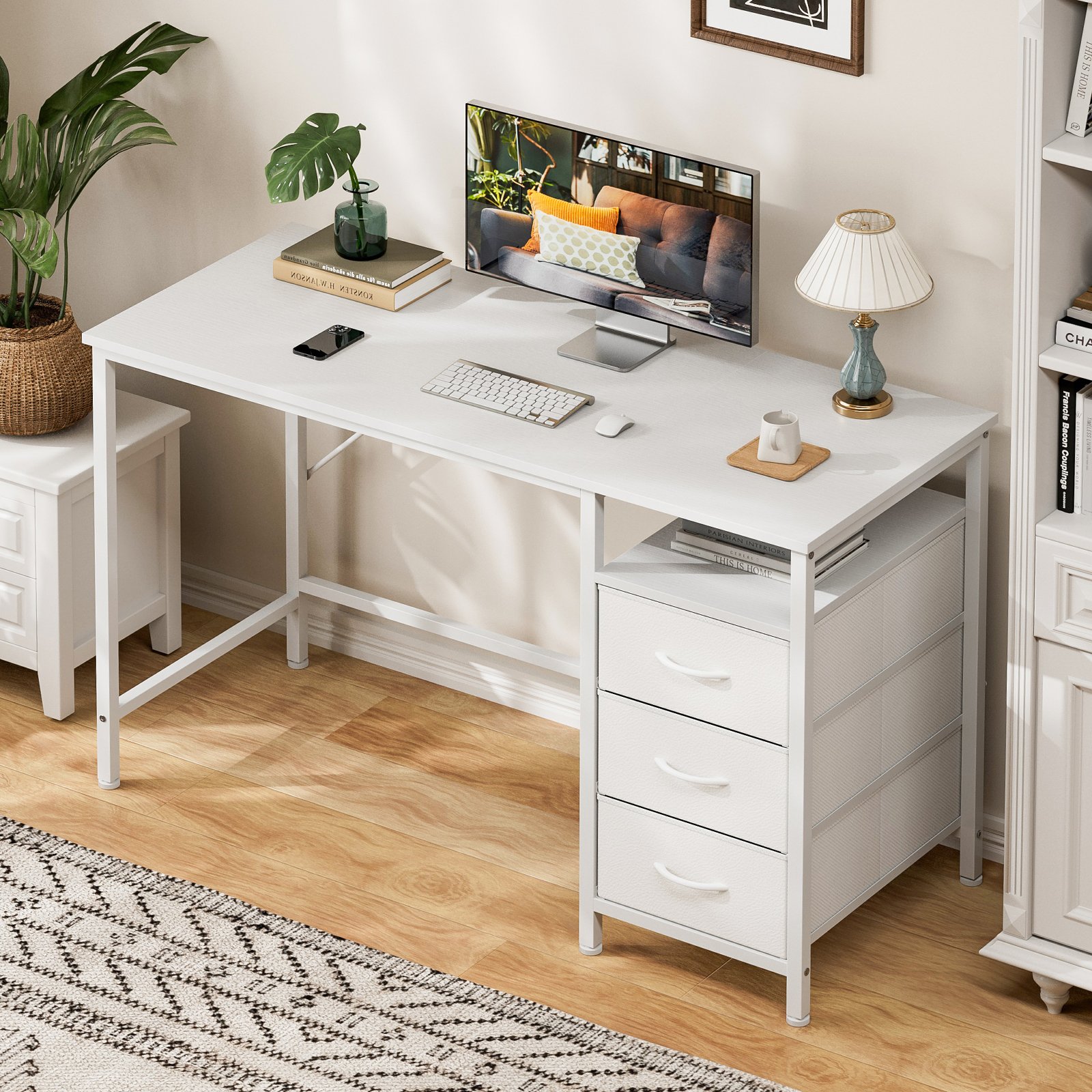 miazya home office computer desk with 3 drawers, modern simple gaming desk with metal frame splice board, ideal work and study 120cm miazya home office computer desk with 3 drawers, modern simple gaming desk with metal frame splice board, ideal work and study 120cm 