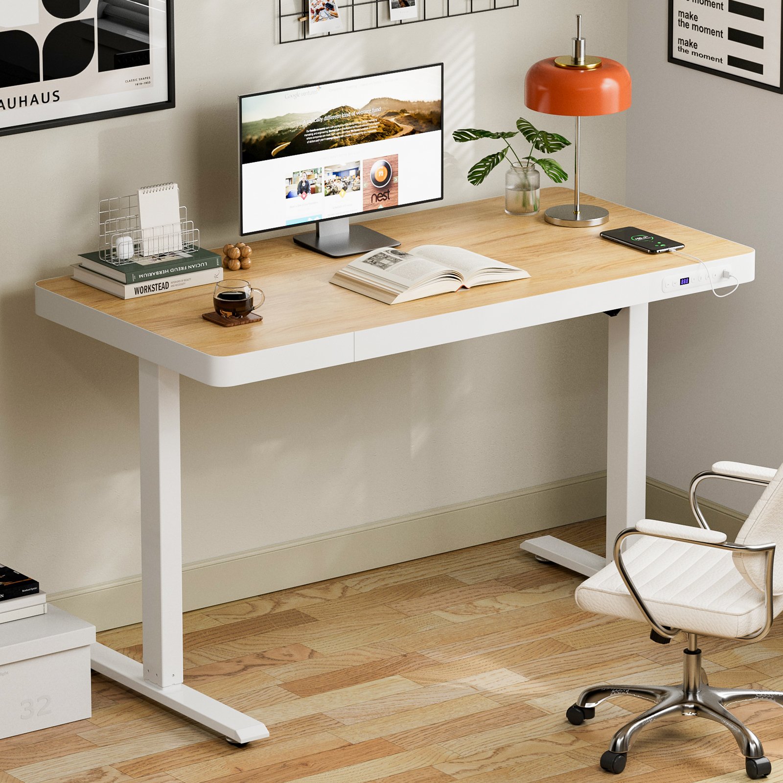 bilysen electric standing desk with drawers & usb ports, height adjustable sit stand desk with power outlets, one piece wooden tabletop bilysen electric standing desk with drawers & usb ports, height adjustable sit stand desk with power outlets, one piece wooden tabletop