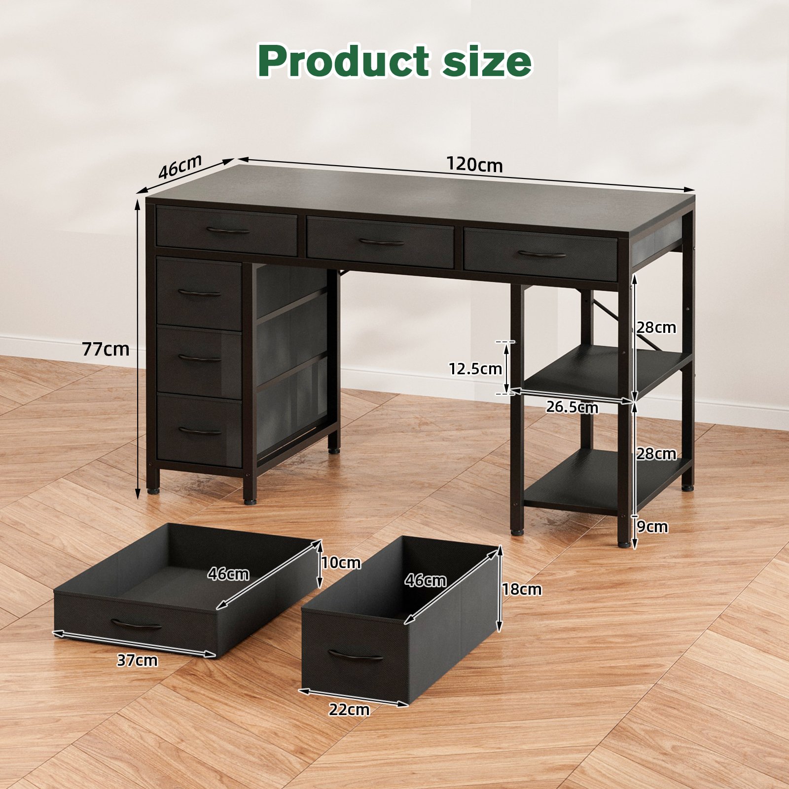 computer desk with 6 drawers, 120cm gaming desk with reversible storage shelves, gaming table for home office, modern writing table pc desks computer desk with 6 drawers, 120cm gaming desk with reversible storage shelves, gaming table for home office, modern writing table pc desks