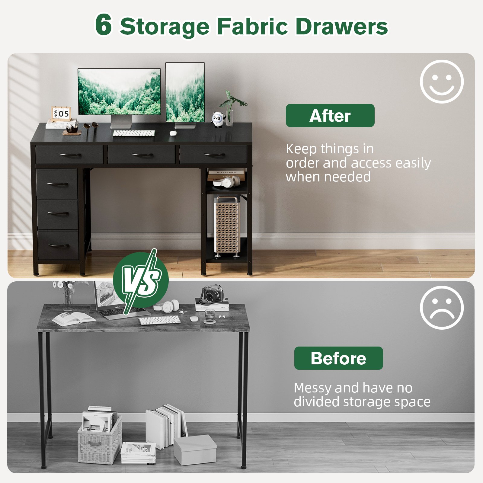 computer desk with 6 drawers, 120cm gaming desk with reversible storage shelves, gaming table for home office, modern writing table pc desks computer desk with 6 drawers, 120cm gaming desk with reversible storage shelves, gaming table for home office, modern writing table pc desks