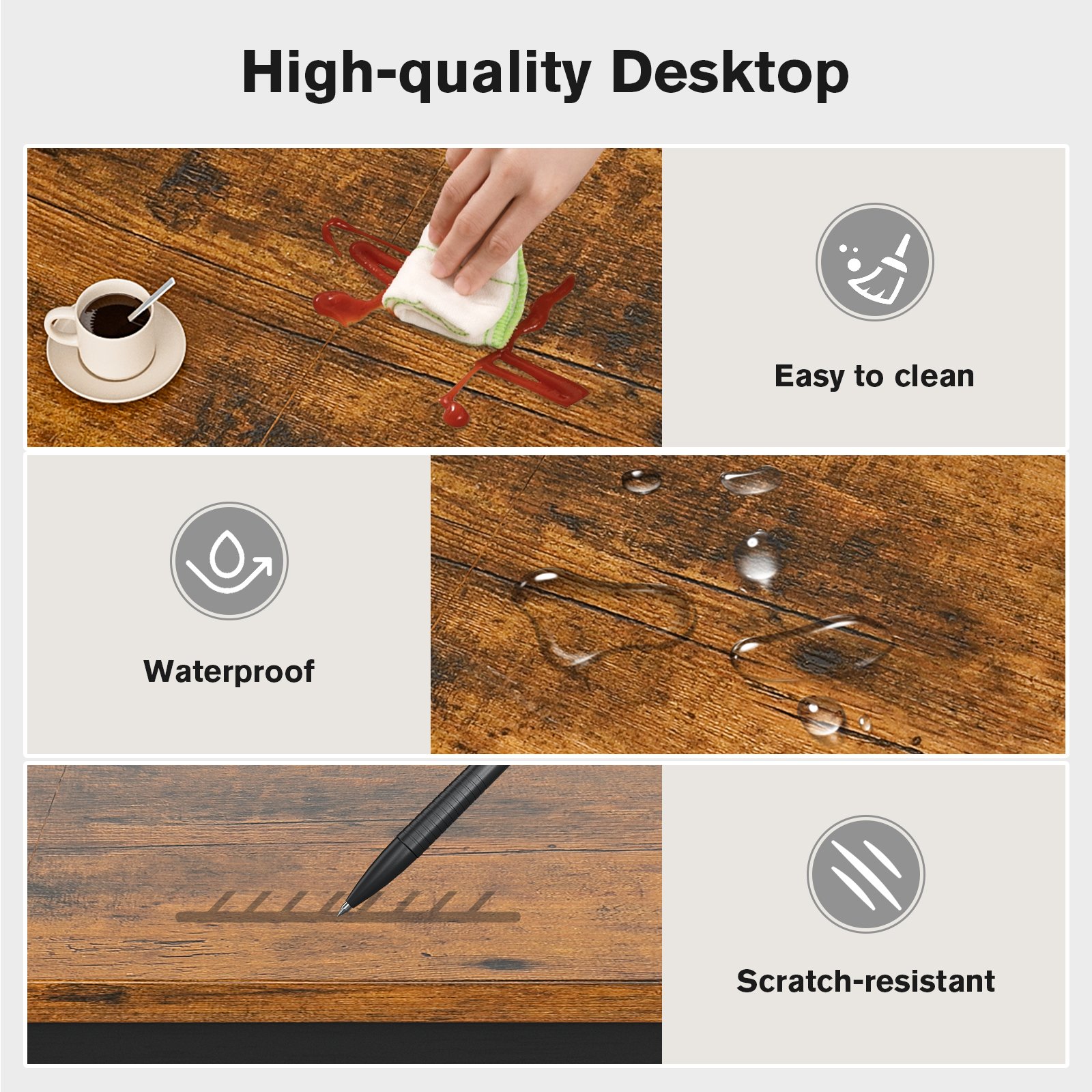 large computer desk with monitor stand, home office desk gaming table with splice board, modern simple writing desk for work study home gaming office rustic brown and black 140cm large computer desk with monitor stand, home office desk gaming table with splice board, modern simple writing desk for work study home gaming office rustic brown and black 140cm