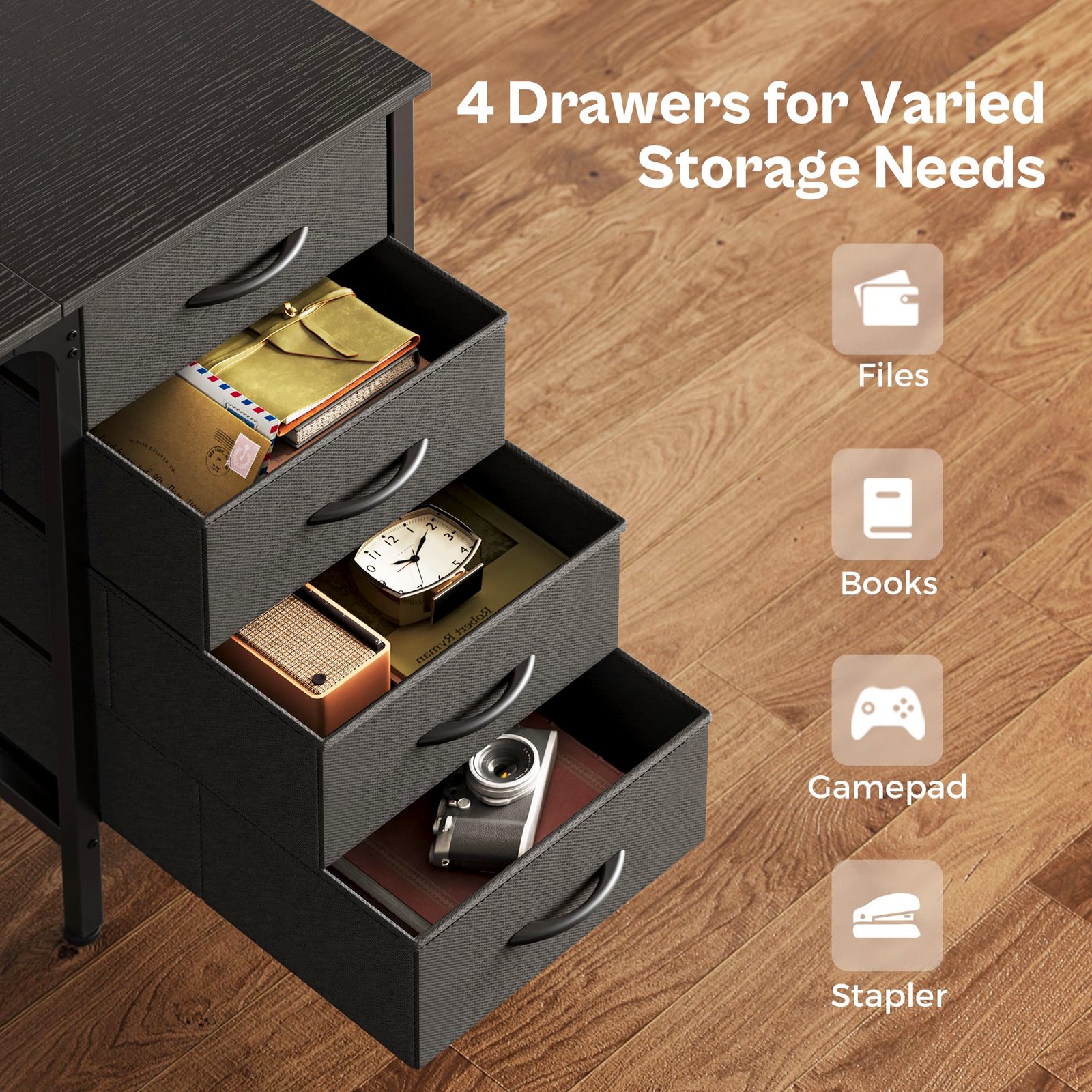 computer desk, office desk with drawers&mesh shelf, gaming desks with ample storag file drawer organization, ideal home office table for home study or work 140cm black computer desk, office desk with drawers&mesh shelf, gaming desks with ample storag file drawer organization, ideal home office table for home study or work 140cm black