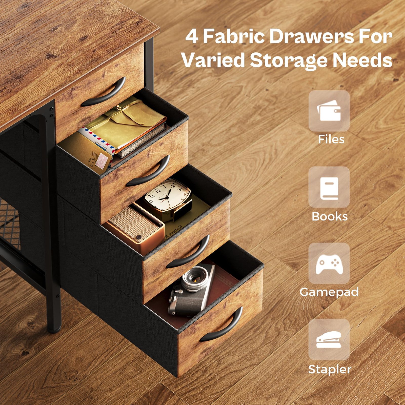 miazya computer desk, office desk with drawers&mesh shelf, gaming desks with ample storag file drawer organization, ideal home office table for home study or work 120cm rustic brown miazya computer desk, office desk with drawers&mesh shelf, gaming desks with ample storag file drawer organization, ideal home office table for home study or work 120cm rustic brown