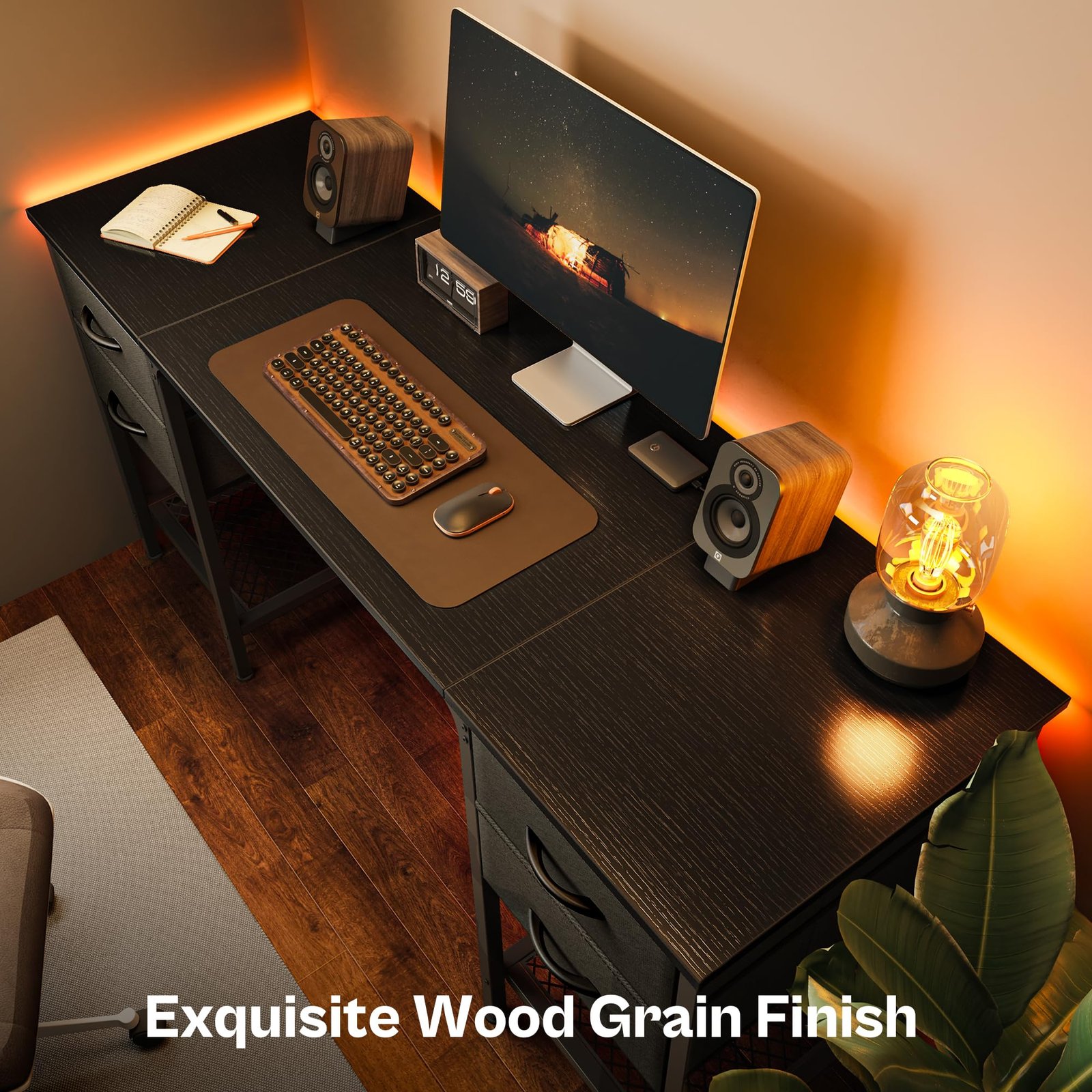 computer desk, office desk with drawers&mesh shelf, gaming desks with ample storag file drawer organization, ideal home office table for home study or work 140cm black computer desk, office desk with drawers&mesh shelf, gaming desks with ample storag file drawer organization, ideal home office table for home study or work 140cm black